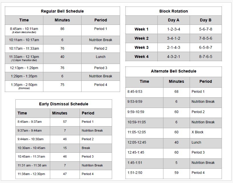 bell schedule 